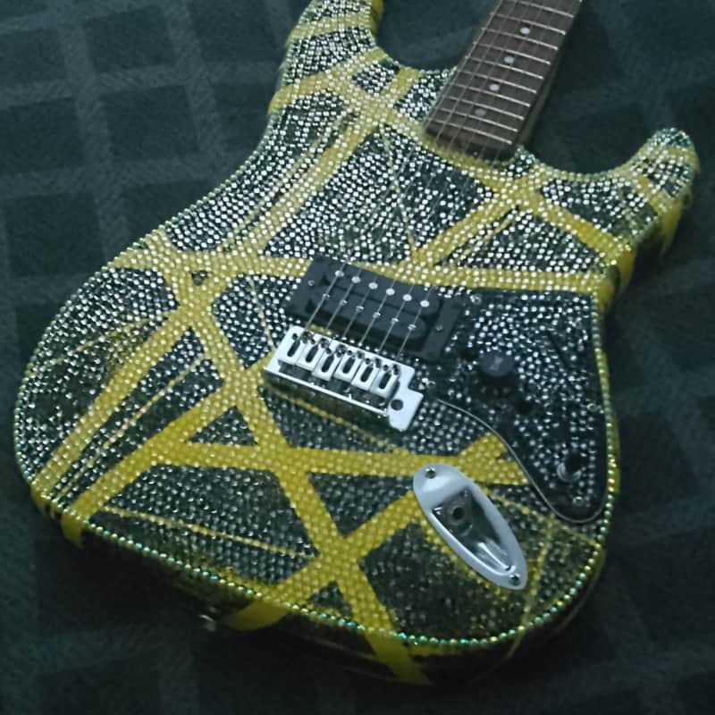 2000 Squier Squire EVH Bumblebee Style With Crystal Rhinestones