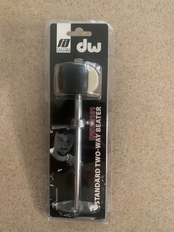 DW DWSM101 Two Way Felt/Plastic Bass Drum Beater 2010s - Chrome/Black image 1