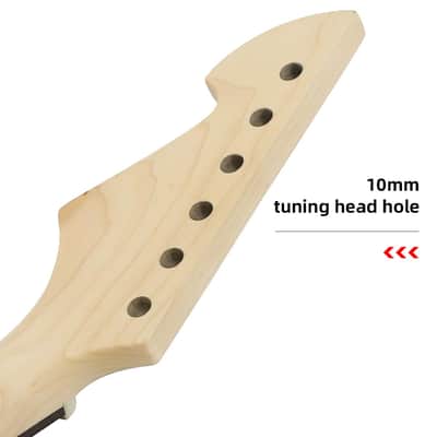 Electric Guitar Neck Replacement 24 Fret 25.5 Inch Maple Rosewood Fingerboard with Trapezoid Inlay Bolt on image 3