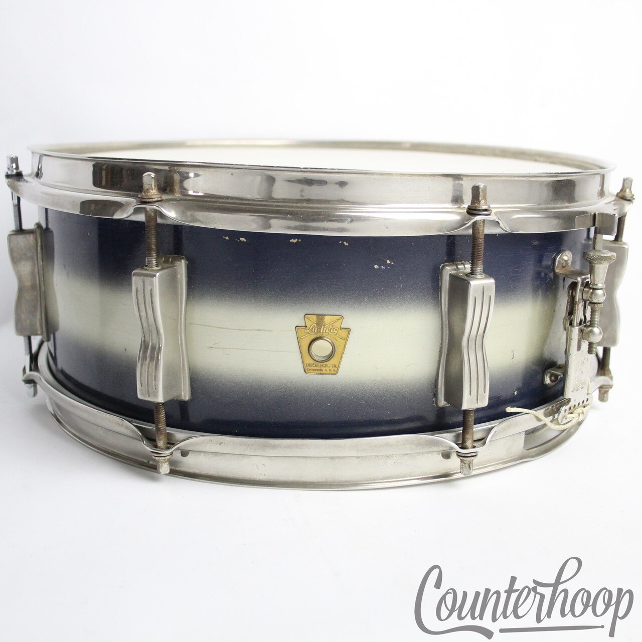 Ludwig 14x5"Jazz Festival Snare Drum Blue Duco Nickel Brass Rims Vintage 60s USA — main photograph