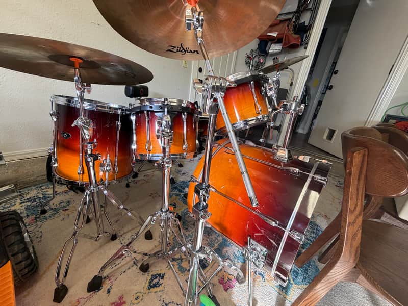 Tama Superstar 2000s - Sunset Fade w/1st chair throne, tama stands.  (no cymbals) image 1