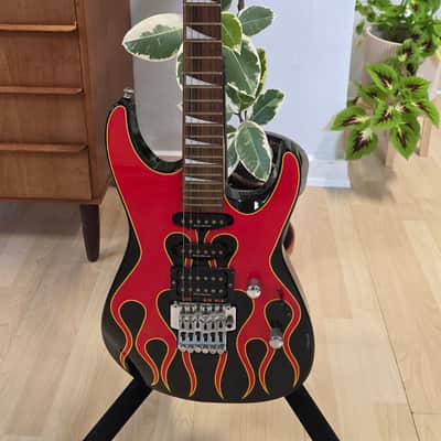 Jackson Dinky Pro Series DK2 MJ Japan Hand Painted Signed Hot Rod Flames Japanes MIJ Super Strat HSS Floyd Rose 2002 Fender First Year image 3