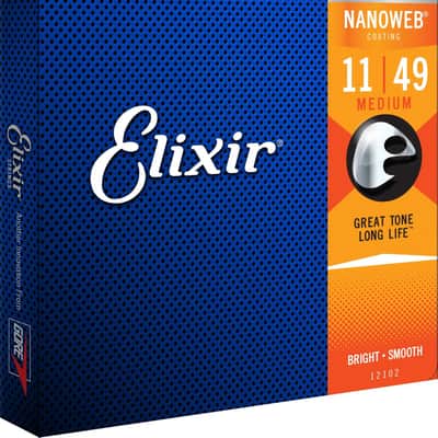 Elixir 12102 Nanoweb Medium Coated Nickel Electric Guitar Strings, 11-49 image 5