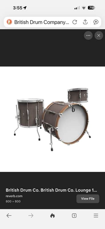 British Drum Company Lounge Series 12/16/22" 3pc Mahogany / Birch Shell Pack - Kensington Crown image 1