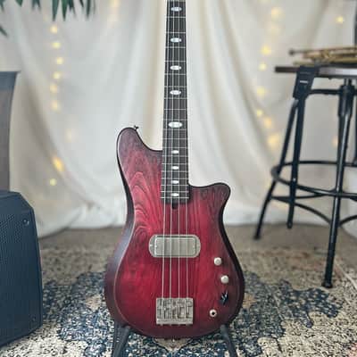 Offbeat Guitars "Hope" 30" Short Scale Bass in Red Diablo on Carved Top Spanish Cedar, Fralin Custom Big Single T-Bird Pickup, Varitone, Leo Quan Badass Hardware image 4