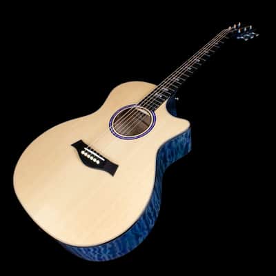 Taylor Custom Shop GA Grand Auditorium Acoustic Electric Guitar 2019 Blue/Purple Over Teal image 21