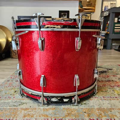 Ludwig Super Classic 22-16-13" 3-ply Drum Kit in Red Sparkle - Keystone Badge 1964 image 6