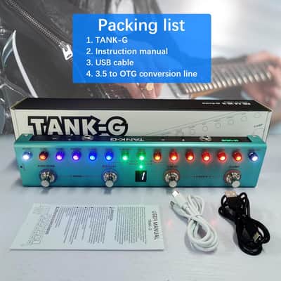 TANK-G Multi-effects Guitar Pedal, 36 Presets, Rechargeable Battery, Delay, Reverb, Modulation, Preamp, Darkgreen image 8
