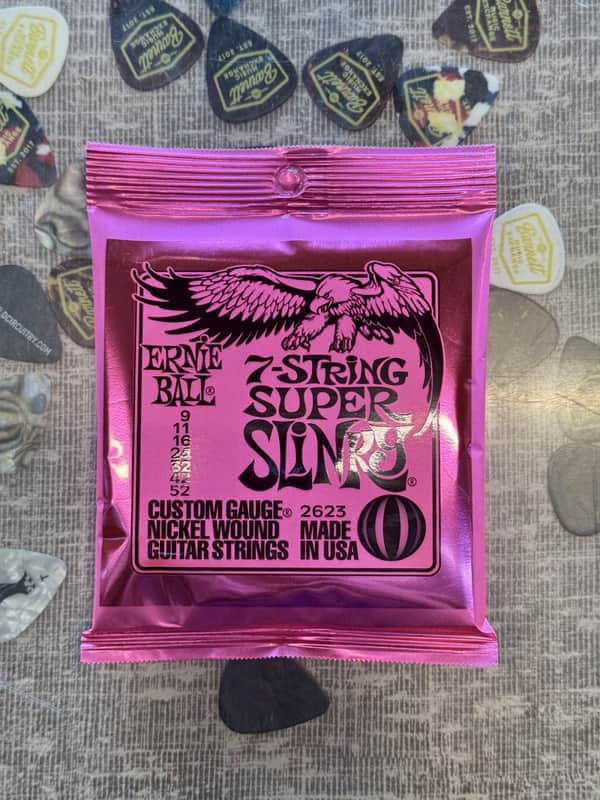 Ernie Ball Super Slinky Nickel Wound 7-String Electric Guitar Strings 9-52 Gauge image 1