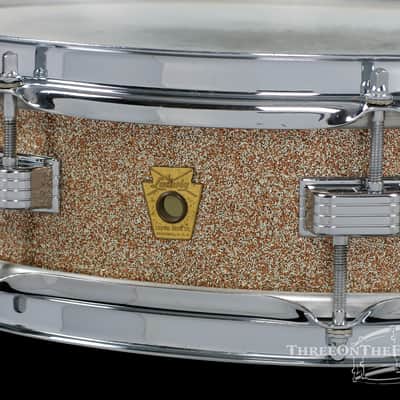 1960s Ludwig Pre-Serial Downbeat Snare Drum Keystone Champagne :  4 x 14 image 9