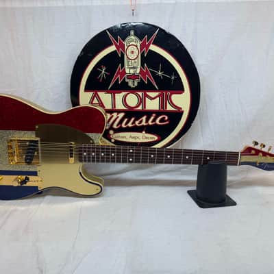 Fender Buck Owens Telecaster Guitar with Case 2002 - 2004 - MIJ Made In Japan - Red, Silver & Blue Sparkle image 3