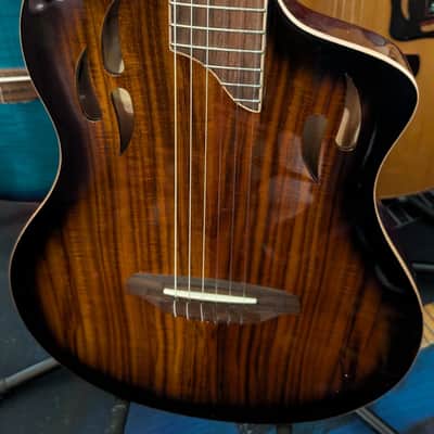 Ortega RTPDLX Acacia Nylon-String Acoustic-Electric Guitar Tobacco Burst image 2