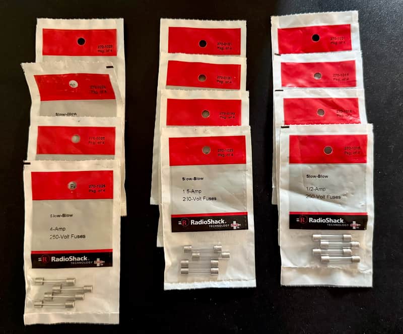 Radio Shack Slow-Blow Glass Fuses