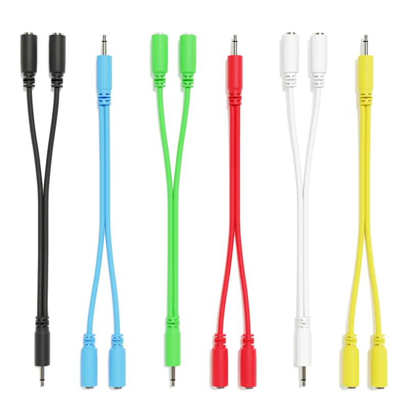 ExcelValley - 6A-Pack - Mono Splitter Y Patch Cables - TS 3.5mm 1/8" Eurorack Synth Synthesizer image 1