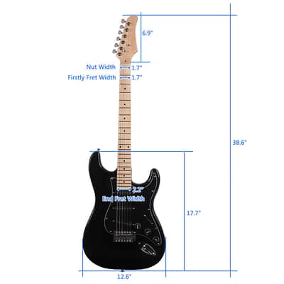 Ukscs ST Stylish Electric Guitar with Black Pickguard Black image 14
