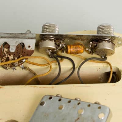 Fender  Telecaster Solid Body Electric Guitar (1955), ser. #10608, original tweed hard shell case. image 19