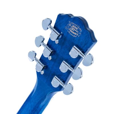 Washburn EA15 Festival Series Mini Jumbo Cutaway Acoustic Electric Guitar - Flame Transparent Blue (EA15TBL-U) image 7