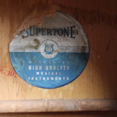 Vintage 1939 Supertone Harmony Art Deco Sunburst Panel Parlor Guitar USA Body & Neck Project image 13