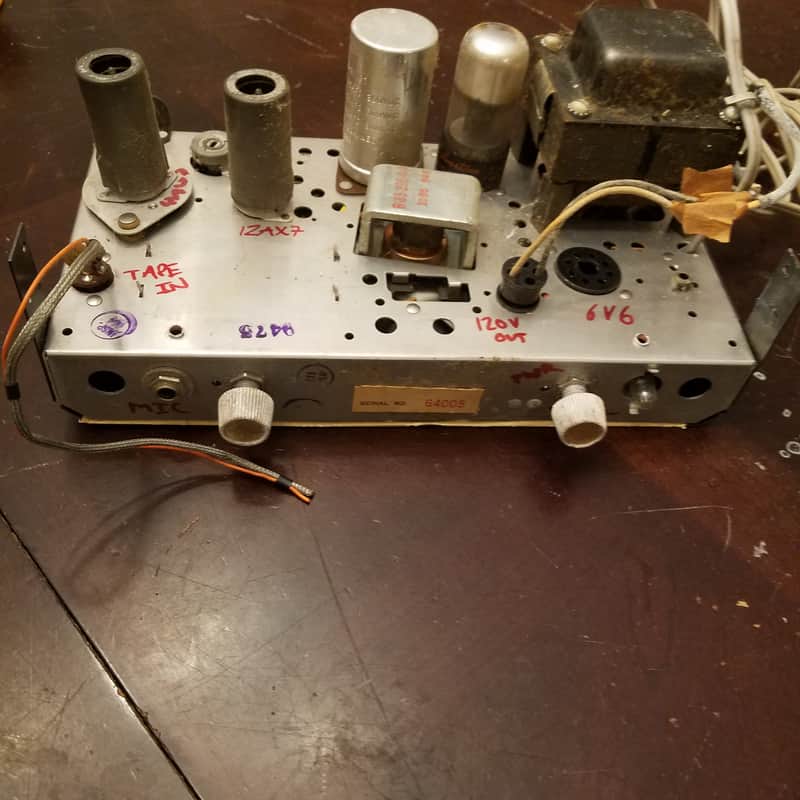 Silvertone Sears mono Tube Amplifier 6V6 project chassis Fisher AlNiCo Speaker 1959 Silver image 1
