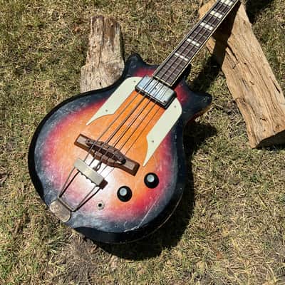 Vintage Airline Pocket Bass Guitar 1960’s - Sunburst Beat to H E Double Hockey Sticks and Ready to Roll! image 3