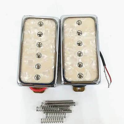 White Pearl Top Guitar Neck and Bridge P90 Humbucker Pickups image 2