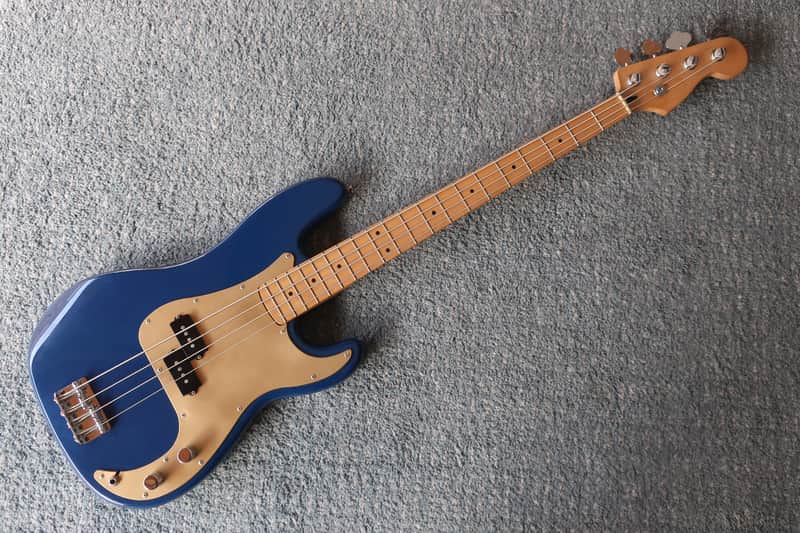 Fender Squier P Bass Blue Body Metallic Gold Pickguard 20th Anniversary Mighty Mite Neck Killer! image 1