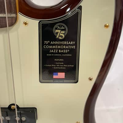 Fender 75th Anniversary Commemorative Jazz Bass 2021 - 2-Color Bourbon Burst image 3