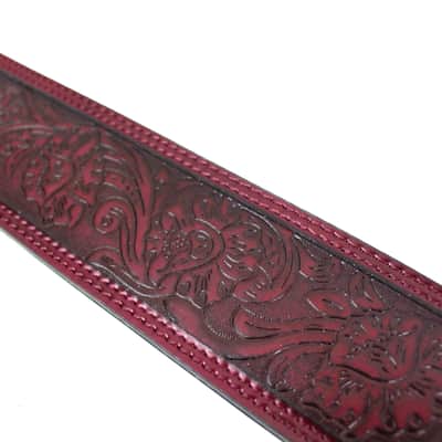 LID-06 Double Stitched Sangria Purple Leather with Traditional Western Tooling image 4