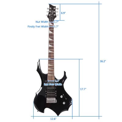 Flame-Style Electric Guitar Pack – HSH Pickups, Tremolo Bridge, 24 Frets, Black with Bag, Strap & Accessories image 2