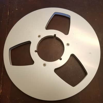 Scotch Genuine Metal 1/4" Reel To Reel R2R Take Up Supply Wheel 10.5" empty 1970s - brushed aluminum image 3