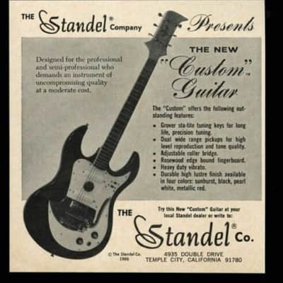 Standel Custom Deluxe Solid Body Electric Guitar (1965), ser. #1-92, original black hard shell case. image 9