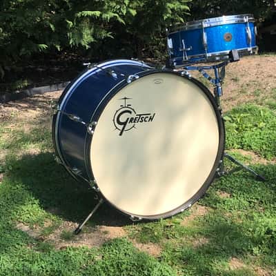 Vintage 1960s Gretsch Round Badge 2-Piece Blue Sparkle Glass Glitter Jazz Drums Virgin Bass Snare USA Jasper Shells 14/22 image 22