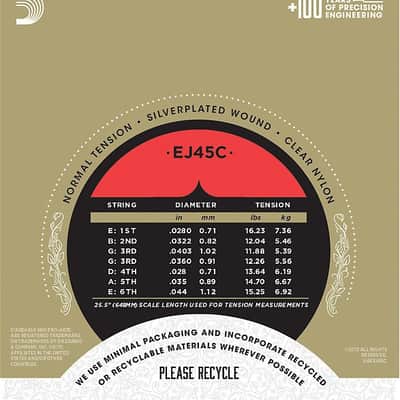 D'Addario Guitar Strings  Classical  EJ45C Pro-Arte Composites Normal Tension image 3