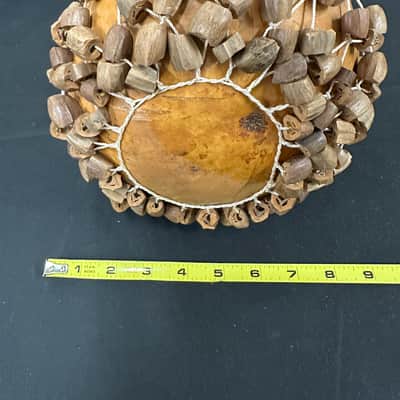 Cameroon African Shekere, Gourd Rattle, Handmade 11" x 8" - MINT image 3