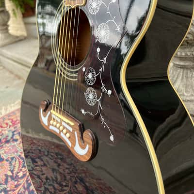 2005 MIK Epiphone EJ-200 EB “Jumbo” Acoustic Guitar ~ Shiny Gloss Ebony Finish, Mustache Bridge, Decorated Fretboard *SALE* image 21