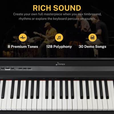 Digital Piano 88 Key Full Size Semi Weighted Keyboard, Portable Electric Piano with Folding Stand image 3