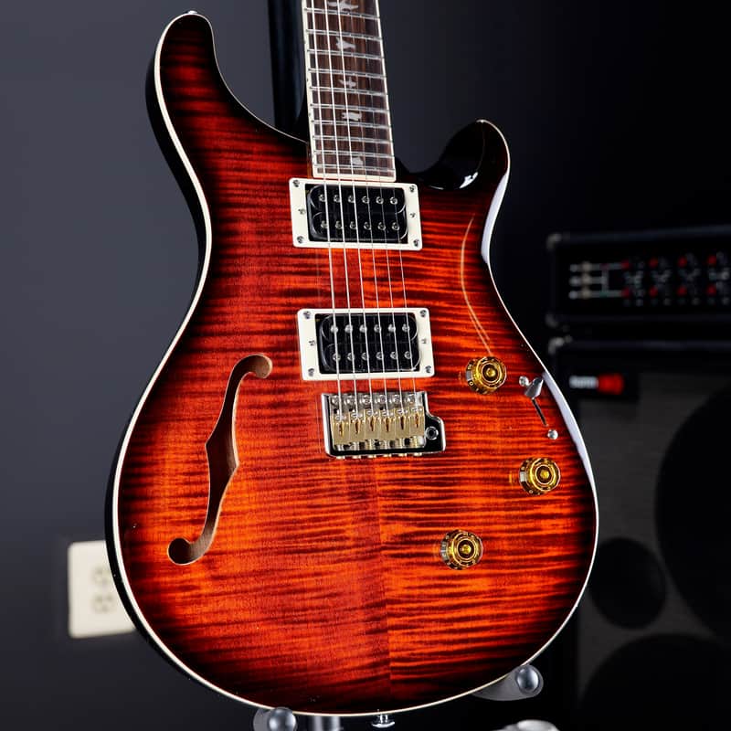 PRS SE Custom 24 Semi-Hollow Piezo Orange Tiger Smokeburst image 1