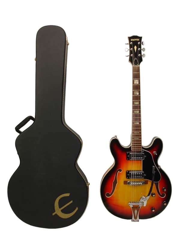 1970's Univox Coily U1825 Semi-Hollow Electric Guitar, Sunburst w/ Case image 1