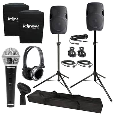 Gemini AS-2115BT 15" Active/Powered DJ PA Speakers 2 Pack +Stands +Covers +Cables image 1