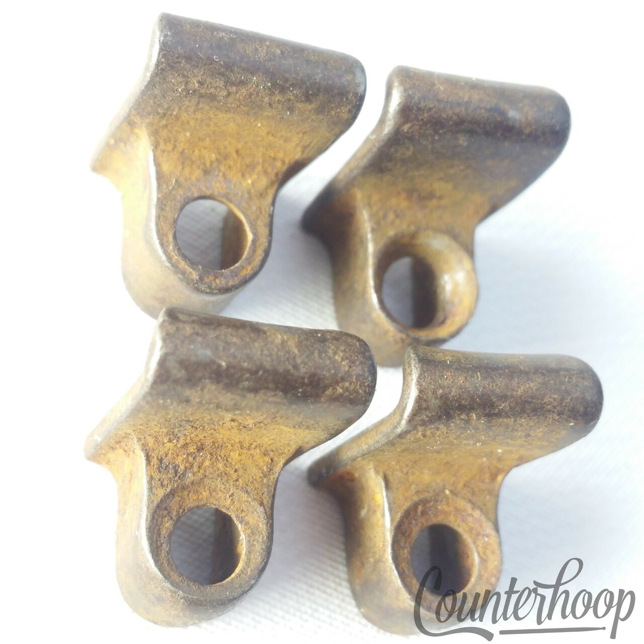 Leedy 4x Tension T-Rod Clips Single-Flange Rim Floor/Tom/Snare Drum Nickel USA — main photograph
