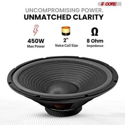 5 Core 15" Subwoofer Speaker 450W MAX PA DJ Replacement Audio Sub Woofer 8Ohm Bass Driver image 3