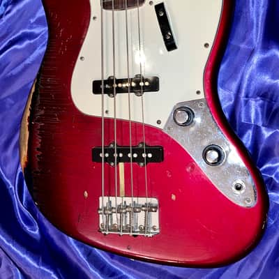 1984 Fender Fullerton Reissue 1962 Jazz Bass Factory Candy Apple Red over Three Tone Burst image 10