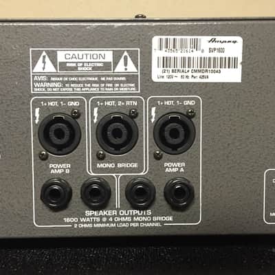Ampeg SVP 1600 Stereo Bass Power Amp USA | Reverb