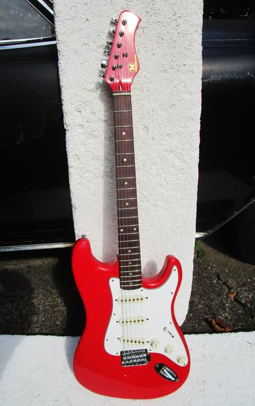 Hondo H76 Stratocaster Guitar, 1980's, Korea, Red, Fresh Setup image 1