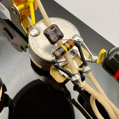 Fender Telecaster (HS) 3-way wiring harness upgrade-Humbucker neck single coil bridge with 0.022uF Bumblebee paper in oil capacitor and treble bleed mod image 3