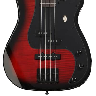 ESP LTD Surveyor-204DX Electric Bass Guitar - Red Burst image 3