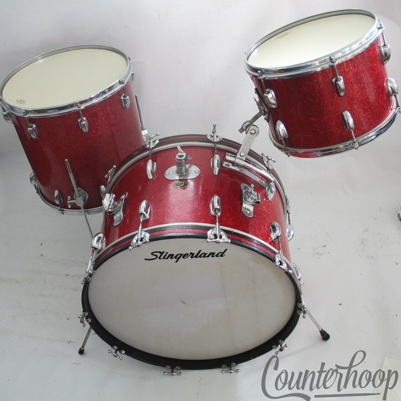 Slingerland 22,13,16 Radio King Drum Set Vintage50s 3ply African Mahogany Chrome — main photograph