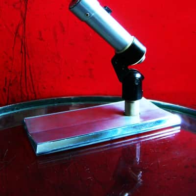 Vintage 1950's Shure 777 / 777S satin chrome crystal microphone harp mic Hi Z w mic clip and Ampex stand PROP REPAIR image 6