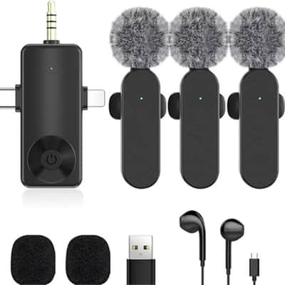 3 in 1/Four in one Wireless Lavalier Microphone for iPhone,iPad,Android,Camera,Computer,mini Noise Reduction Recording Mic Ultra-Low Delay,for Vlog/TikTok/YouTube Live Stream (3 Mic) image 1