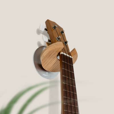 Collapsible Ukulele Wall Hanger and Wall Mount - Patented - Danish Design - Space Saving - Wooden - Oak Color - Scratch Proof - Award Winning image 1